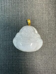 淡紫色翡翠佛公金墜鍊