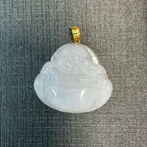 淡紫色翡翠佛公金墜鍊
